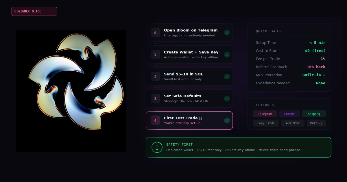 Bloom Bot beginner setup — Telegram trading bot for Solana with step-by-step walkthrough